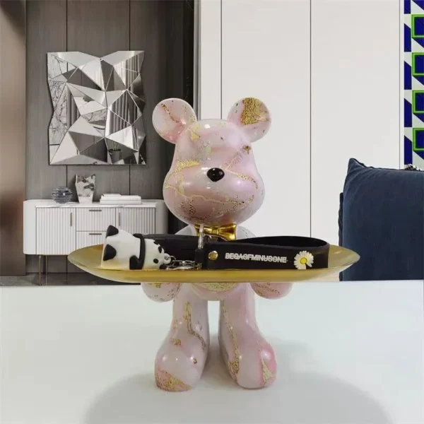 21cm Graffiti Bear Ornament Figurine Home Decoration Animal Statue Keys Storage Shelf Modern Room Sculpture Table Decor Gift - Image 3