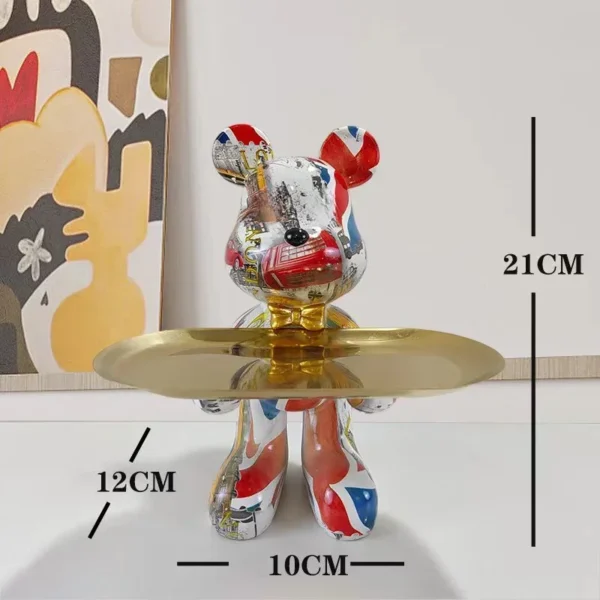 21cm Graffiti Bear Ornament Figurine Home Decoration Animal Statue Keys Storage Shelf Modern Room Sculpture Table Decor Gift - Image 5