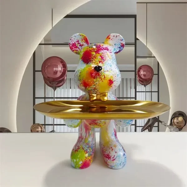 21cm Graffiti Bear Ornament Figurine Home Decoration Animal Statue Keys Storage Shelf Modern Room Sculpture Table Decor Gift - Image 6