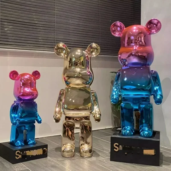 50/80cm Plating Bear Figure Aesthetic Violent Bear Statue Large Sculpture Figurine Luxury Livingroom Decoration Home Ornament - Image 2