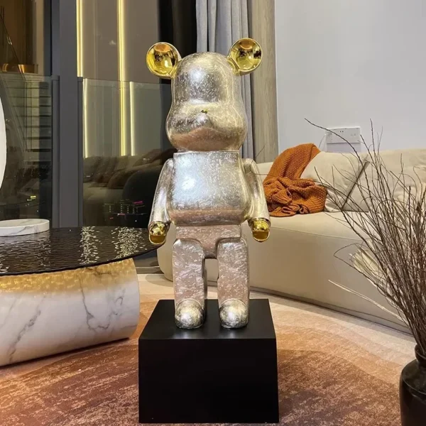 50/80cm Plating Bear Figure Aesthetic Violent Bear Statue Large Sculpture Figurine Luxury Livingroom Decoration Home Ornament - Image 3
