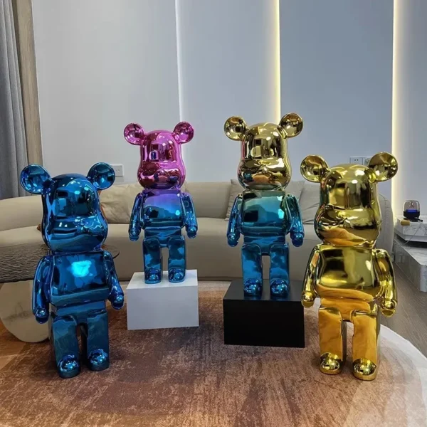 50/80cm Plating Bear Figure Aesthetic Violent Bear Statue Large Sculpture Figurine Luxury Livingroom Decoration Home Ornament - Image 5
