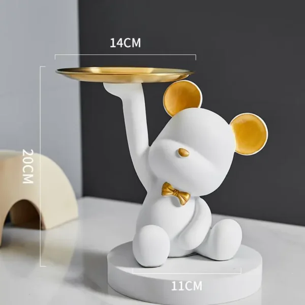 Nordic Bear Storage Tray Creative Figurines Ornaments Living Room Porch Desk Home Resin Decoration Keys Candy Storage Home Decor - Image 2
