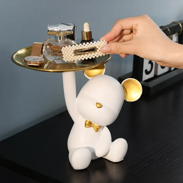 Nordic Bear Storage Tray Creative Figurines Ornaments Living Room Porch Desk Home Resin Decoration Keys Candy Storage Home Decor - Image 6