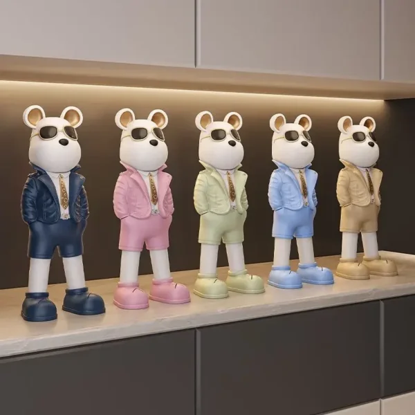 Creative Sunnies Bear Statue,Table Decoration,Animal Figurines Resin Crafts Gift,Modern Nordic Art,Indoor Home Decor Accessories - Image 3