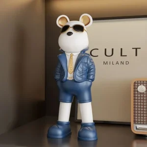 Creative Sunnies Bear Statue,Table Decoration,Animal Figurines Resin Crafts Gift,Modern Nordic Art,Indoor Home Decor Accessories