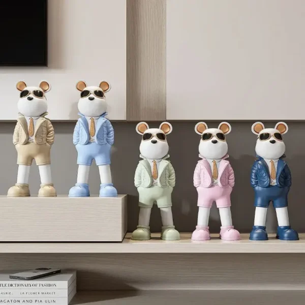 Creative Sunnies Bear Statue,Table Decoration,Animal Figurines Resin Crafts Gift,Modern Nordic Art,Indoor Home Decor Accessories - Image 4