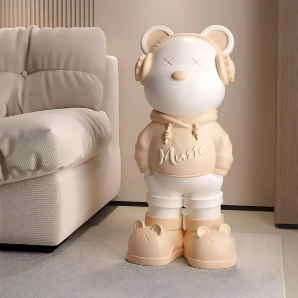 Violent Bear Large Floor Ornaments, Cool Headphones, Cream Style, Living Room, TV Cabinet, Sofa, Home Decorations - Image 2