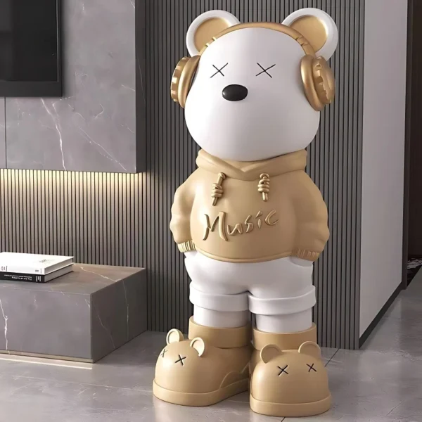 Violent Bear Large Floor Ornaments, Cool Headphones, Cream Style, Living Room, TV Cabinet, Sofa, Home Decorations - Image 4