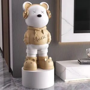 Violent Bear Large Floor Ornaments, Cool Headphones, Cream Style, Living Room, TV Cabinet, Sofa, Home Decorations