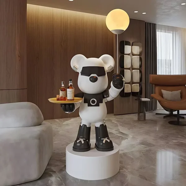 Violent Bear Large Floor Tray Ornaments, Hold the Lamp with Bluetooth Speaker Sculpture, Living Room Decorations, High-End - Image 2