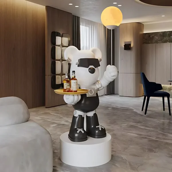Violent Bear Large Floor Tray Ornaments, Hold the Lamp with Bluetooth Speaker Sculpture, Living Room Decorations, High-End - Image 3