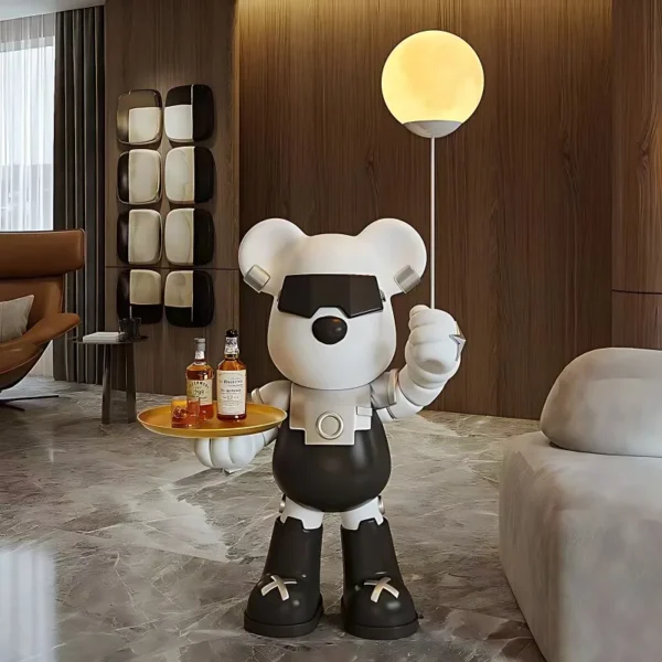 Violent Bear Large Floor Tray Ornaments, Hold the Lamp with Bluetooth Speaker Sculpture, Living Room Decorations, High-End - Image 4