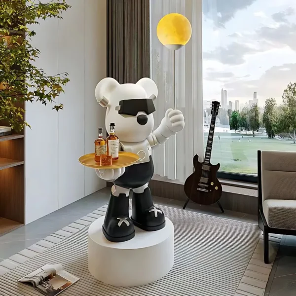Violent Bear Large Floor Tray Ornaments, Hold the Lamp with Bluetooth Speaker Sculpture, Living Room Decorations, High-End - Image 5