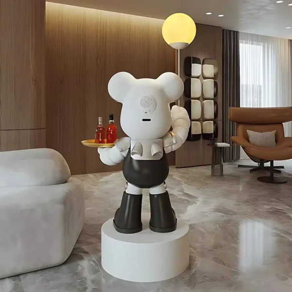 Violent Bear Large Floor Tray Ornaments, Hold the Lamp with Bluetooth Speaker Sculpture, Living Room Decorations, High-End - Image 6